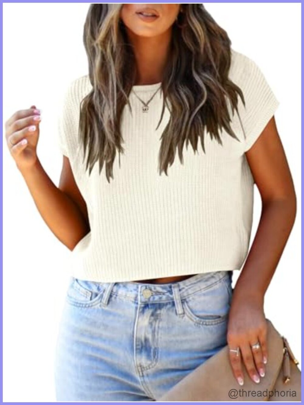 Women's Cropped Sweater Vest Cap Sleeve Cotton Acrylic Casual Pullover